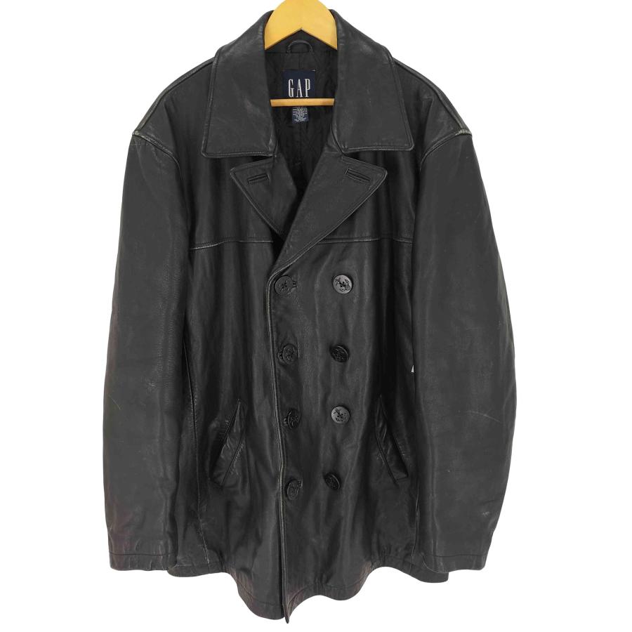 00's oldGAP ブラック ピーコート L～XL相当 GAP（ギャップ） OLD レザー ピーコート メンズ import：L 中古 古着