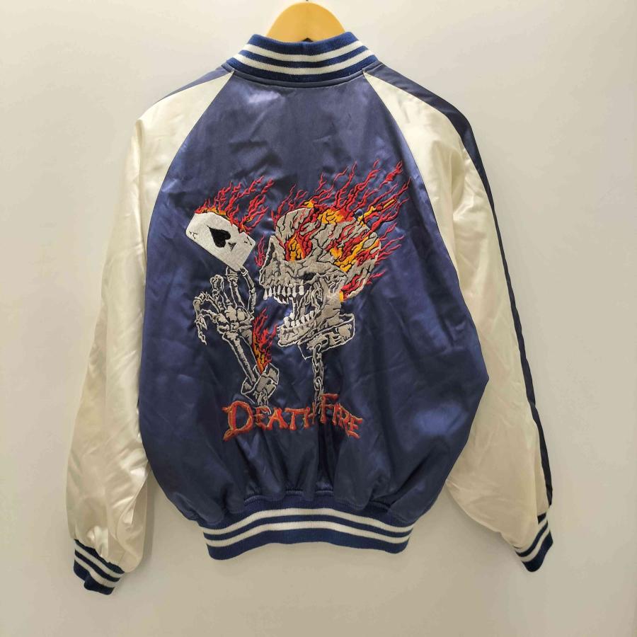 【みすみ】マーカ　リバーシブル ロングスーベニアジャケット サテン刺繍 USED古着(ユーズドフルギ) 90S サテン スカジャン スカル 両面刺繍