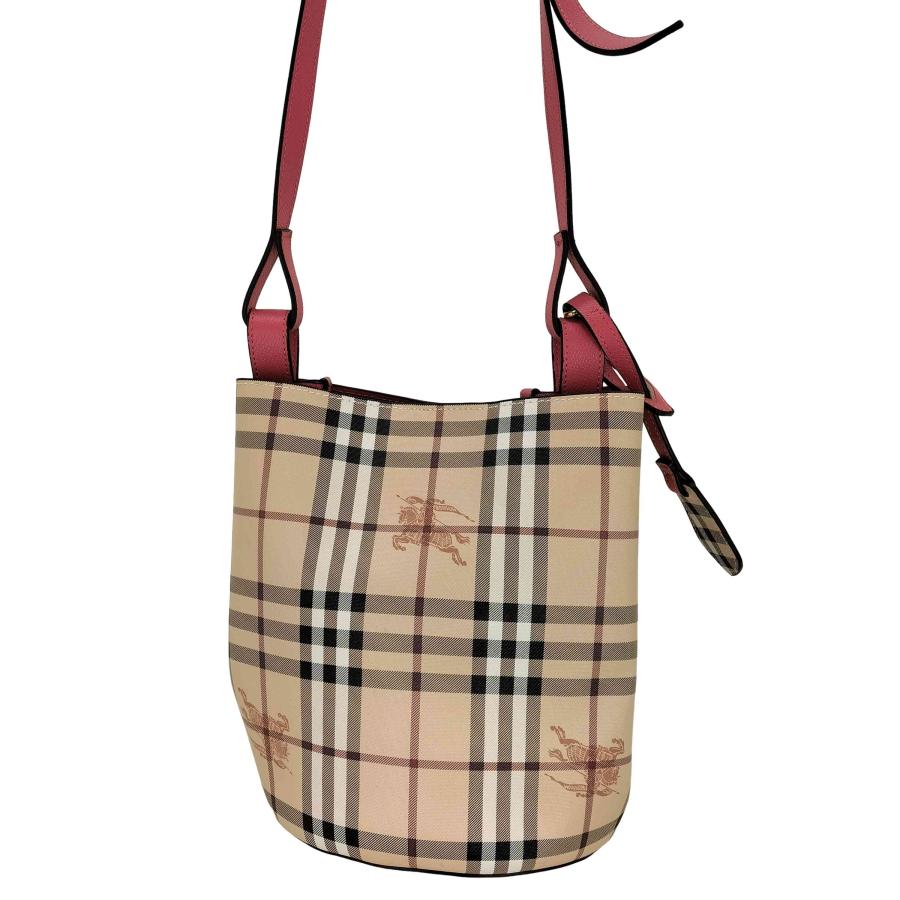 希少☆オールドバーバリー☆ノバチェック☆ショルダーバッグ☆London ホース柄 BURBERRY（バーバリー） ノバチェック ホースロゴ レザー バケツ