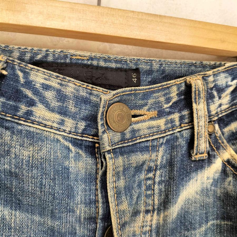 FUGA FUGA(フーガ) シンチバック ダメージ ペイント加工 フレア デニム