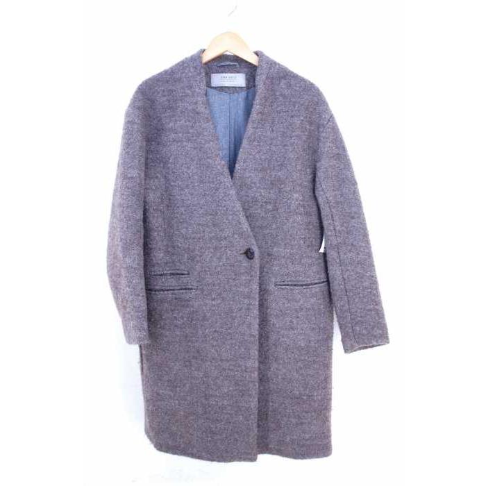 ザラベーシック Zara Basic ノーカラーツイードチェスターコート レディース S 中古 ブランド古着バズストア 0901 ブランド古着販売のbazzstore 通販 Yahoo ショッピング
