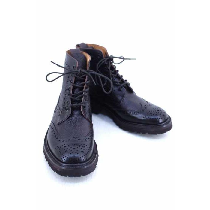 円 大人も着やすいシンプルファッション メンズカントリーブーツ トリッカーズ Tricker S サイズ6 M7402 メダリオンウイングチップカン 中古 ブランド古着バズストア 0105