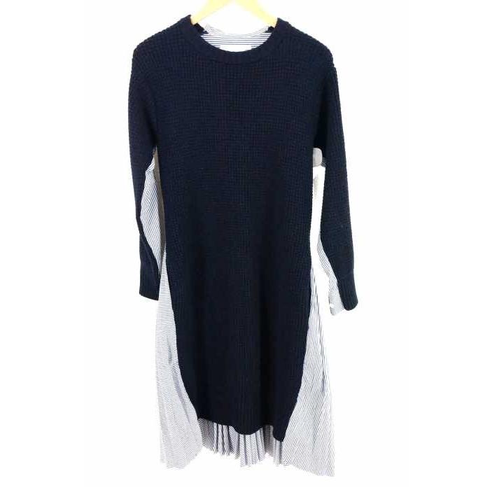 サカイ Sacai バックプリーツニットドッキングストライプシャツワンピース レディース 1 中古 ブランド古着バズストア 0713 ブランド古着販売のbazzstore 通販 Yahoo ショッピング