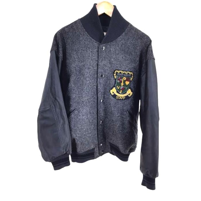 値引きする ジャケット メンズスタジャン Used古着 ユーズドフルギグレー系 ユーズドフルギ Used古着 ウールレザー スタジャン メンズ M 中古 ブランド古着バズストア 1109 Www Threeriversofs Com