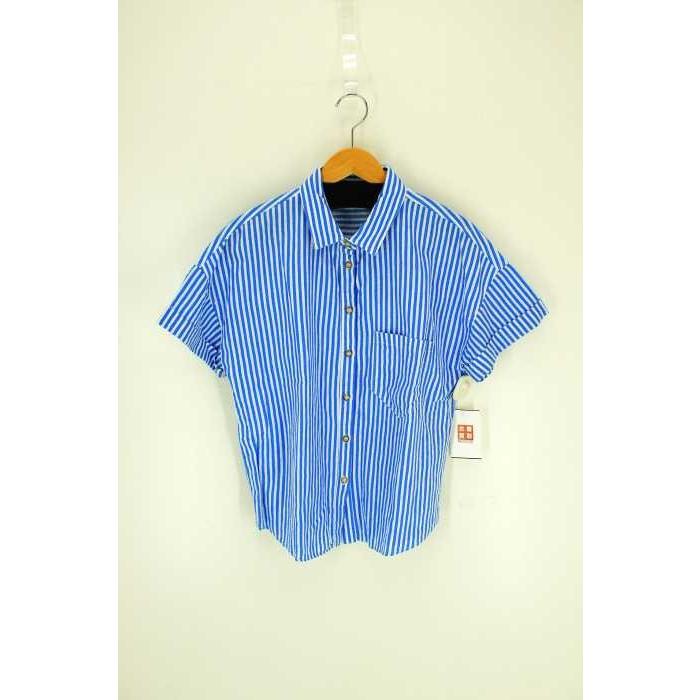 ザラ Zara ストライプ柄半袖リネンシャツ レディース M 中古 ブランド古着販売のbazzstore 通販 Yahoo ショッピング
