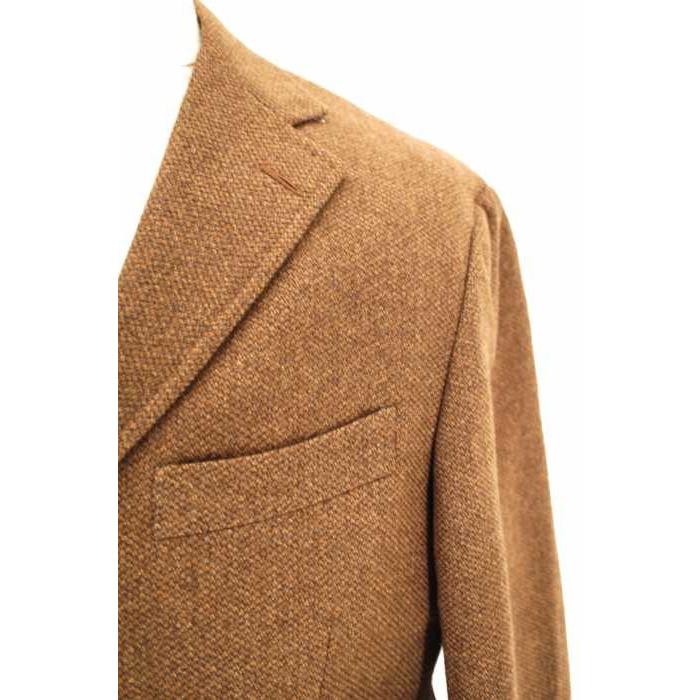 21年激安 ブラウン イザイアisaia ウール ブランド古着バズストア 中古 カシミヤ混ツイード3bジャケット サイズ44 メンズ アウター Isaia イザイア カシミヤ トップス