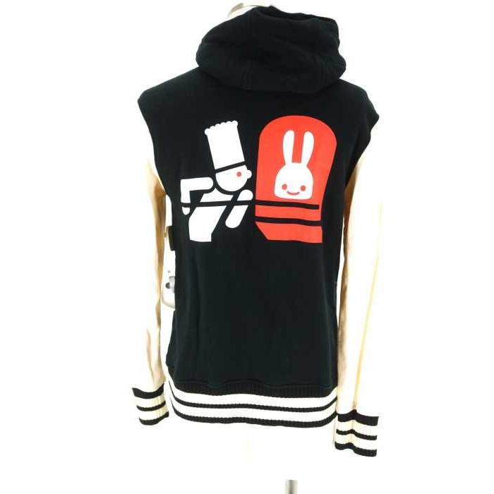 史上一番安い キューン コットン ブラック ホワイト キューン Cune Cune 0804 ブランド古着バズストア 中古 パン耳ラビットフーデッドブルゾン スウェットフードスタジャン サイズ1 メンズ スタジャン ジャケット