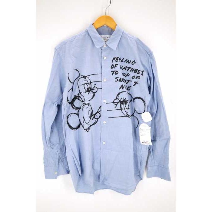 保証書付 コムデギャルソンシャツディズニー Comme Des Garcons Shirt Disney シャツ メンズ 13年秋冬新作 黒系 青系 Jpn S W21 13aw キャラクターイラスト コットンシャツ ブランド古着バズストア 気質アップ