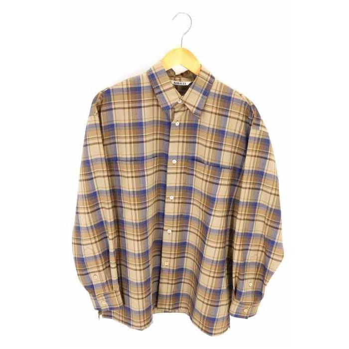 メンズ ワークシャツ オーラリー Auralee サイズfree スーパーライトウールチェックシャツ ブランド古着バズストア 0126