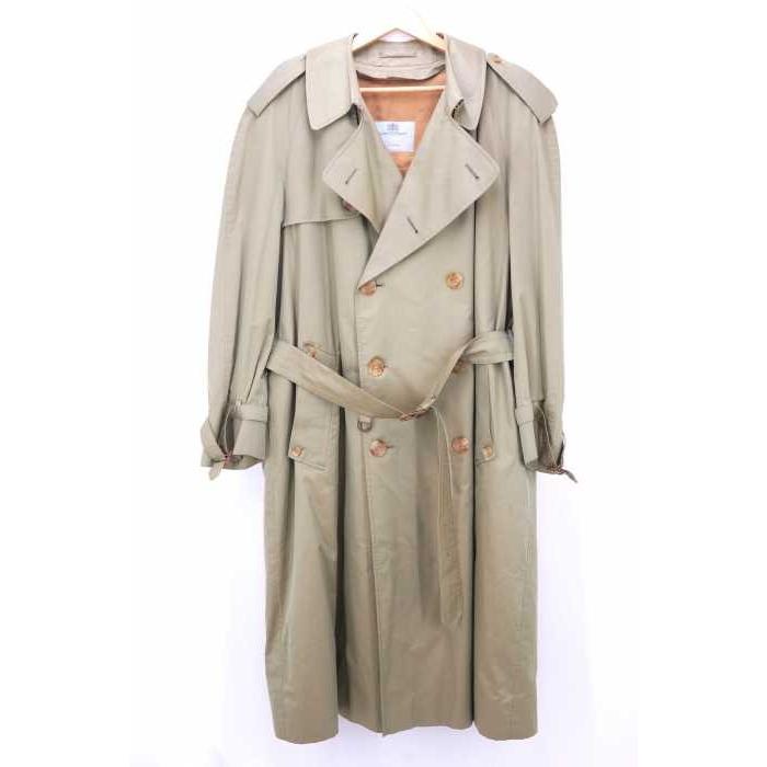 楽天最安値に挑戦 Aquascutum アクアスキュータム ブランド古着バズストア 中古 マドラスチェ Aqua5 サイズeur 44 Aquascutum アクアスキュータム メンズトレンチコート コットン 緑系 コート アウター