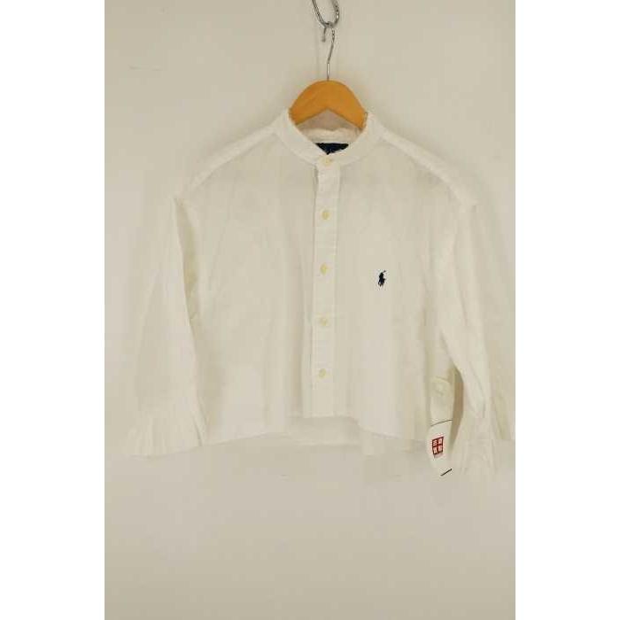 ラルフローレン Ralph Lauren シャツ レディース サイズ16 1 2 リメイクカットオフノーカラーベルスリーブショートシャツ 中古 ブラン ブランド古着販売のbazzstore 通販 Yahoo ショッピング