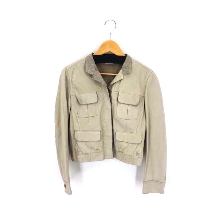 ブルネロクチネリ BRUNELLO CUCINELL 襟リネン レザージャケット