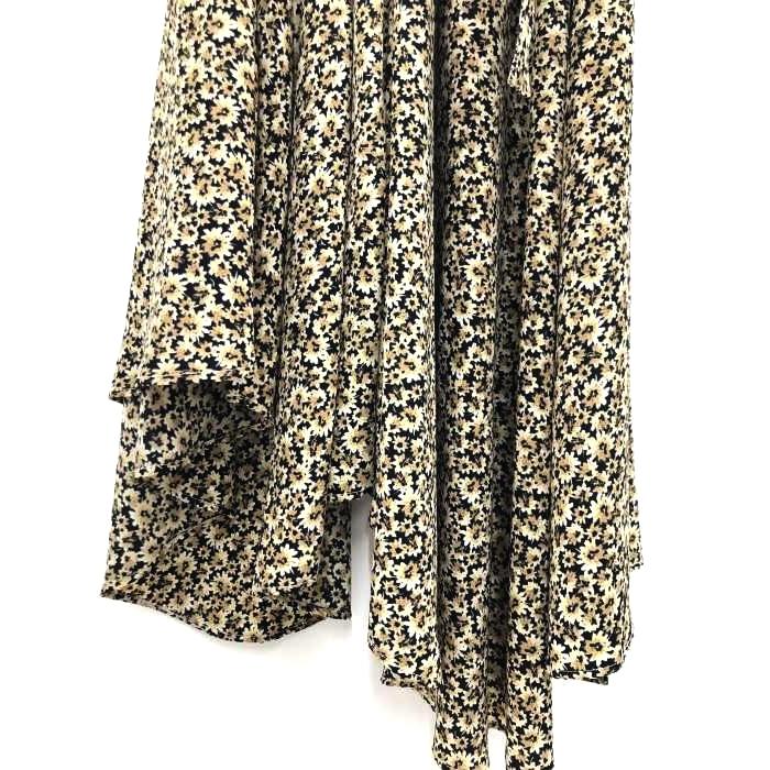 早割クーポン Mila Owen ミラオーウェン ワンピース 七分袖 ロング 花柄 ブラウン 白 Cmdb Md