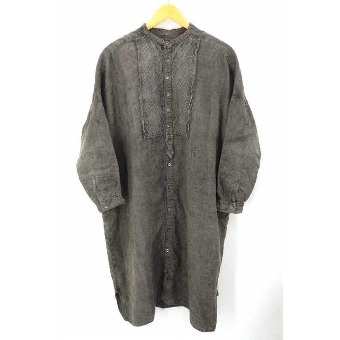 かわいい新作 Nest Robe ネストローブ グレー系 リネン ネストローブ Nest Robe ワンピース レディース サイズ表記無 バンドカラーリネンワンピース 中古 ブランド古着バズストア トップス Zgodbenakrozniku Si