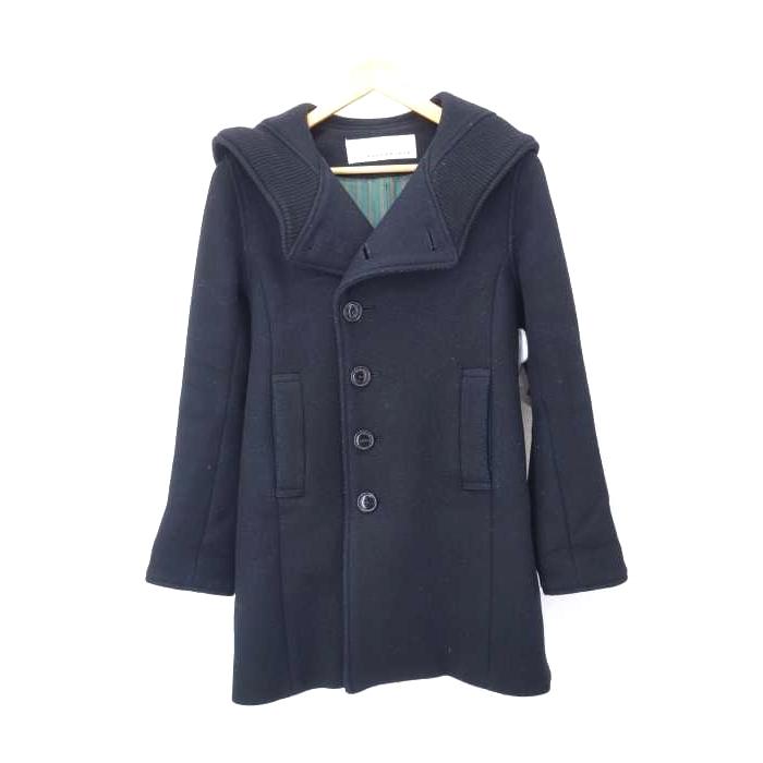 スナオクワハラ Sunaokuwahara 裏地ストライプウールフーデッドコート レディース S 中古 古着 ブランド古着販売のbazzstore 通販 Yahoo ショッピング