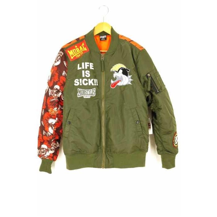 定番 Mobstyles メンズミリタリージャケット モブスタイ 0911 ブランド古着バズストア 中古 M メンズ 袖 バッグ転写ma 1 Mobstyles モブスタイル ジャケット