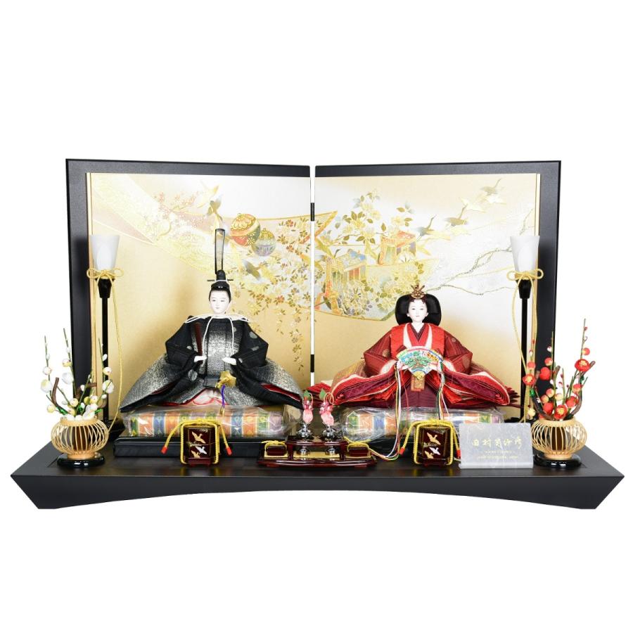 むらかみさん(さま) 向け 雛人形 左京 田村芙紗彦 親王飾り 京十番 霞に水玉 二曲屏風