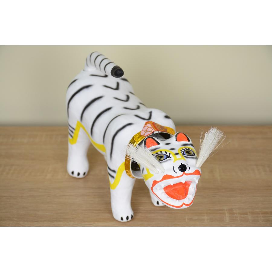 三宅人形店 張子の虎 4号 白虎 全長28cm 【張り子の虎】【張子虎】【首
