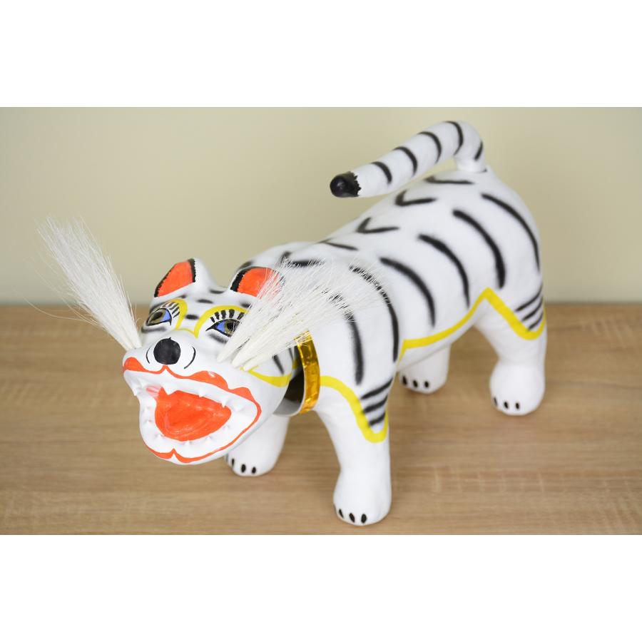 三宅人形店 張子の虎 3号 白虎 全長34cm 【張り子の虎】【張子虎】【首