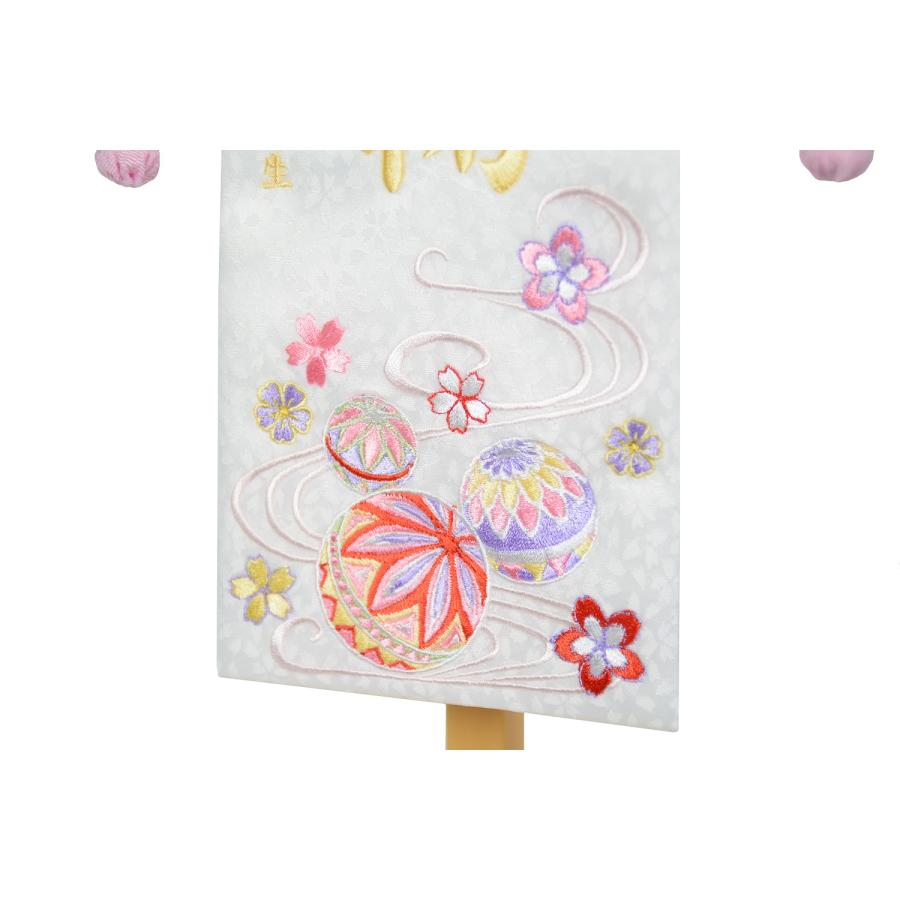 名前旗 特小 刺繍 雪輪に花 ひまり 花ブーケ 白ジャガード生地 名前旗 特小 刺繍 雪輪に花 ひまり 花ブーケ 白ジャガード生地