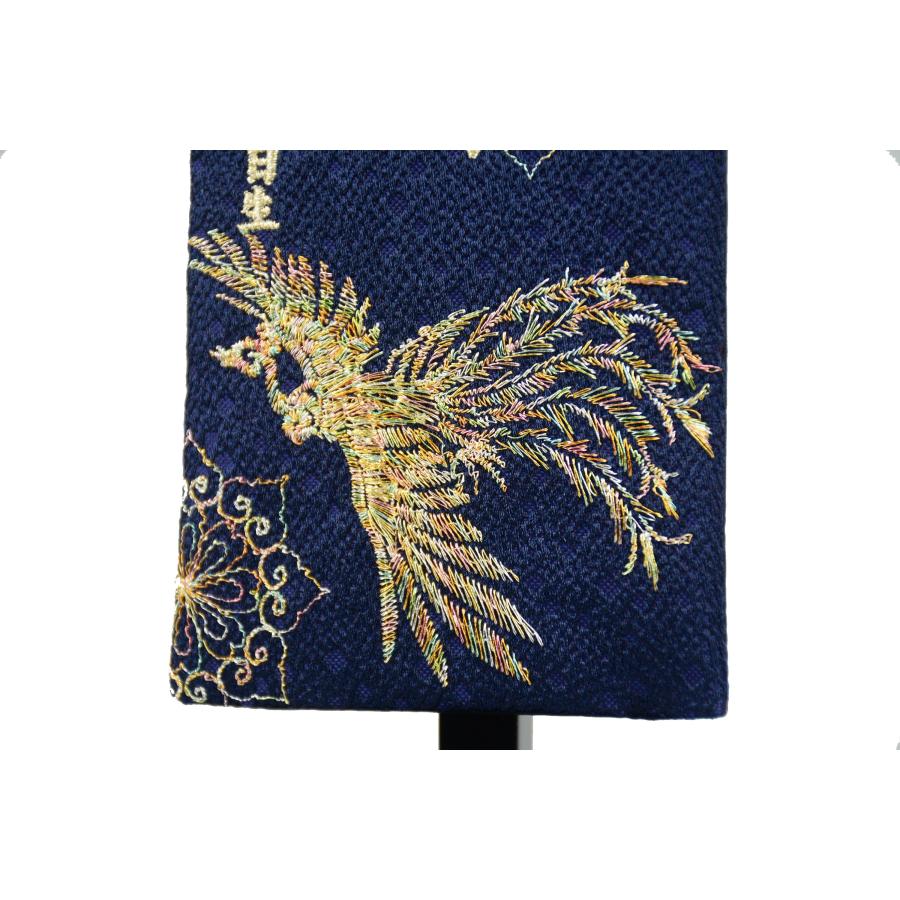 名前旗 特小 刺繍 木製台付きセット 鳳凰天翔 旗サイズ20cm 命名旗