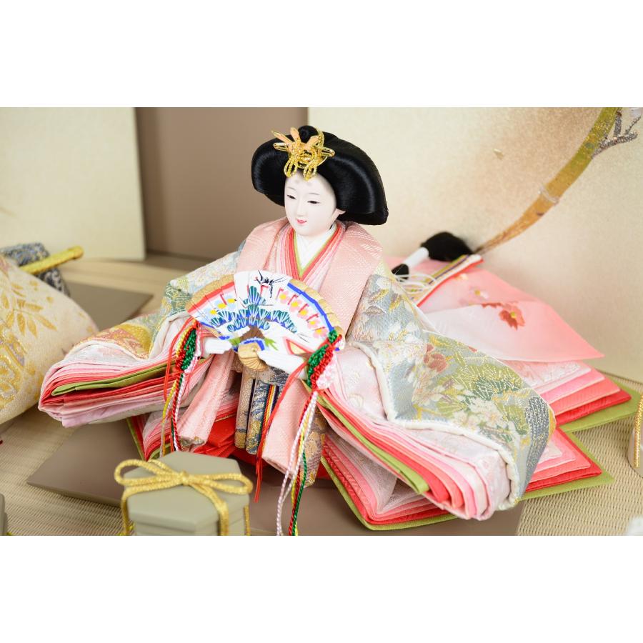 雛人形 平安道翠 親王 正絹帯 舞小三五親王 夢舞 平台 きらりモカ 幅