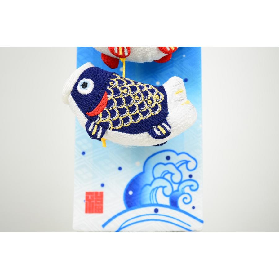 室内鯉のぼり台付セット ちりめん刺繍鯉飾り つるし鯉物語 B 高さ33cm