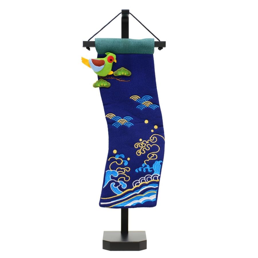 室内鯉のぼり台付セット ちりめん刺繍鯉飾り 高さ48cm 金太郎/桃太郎