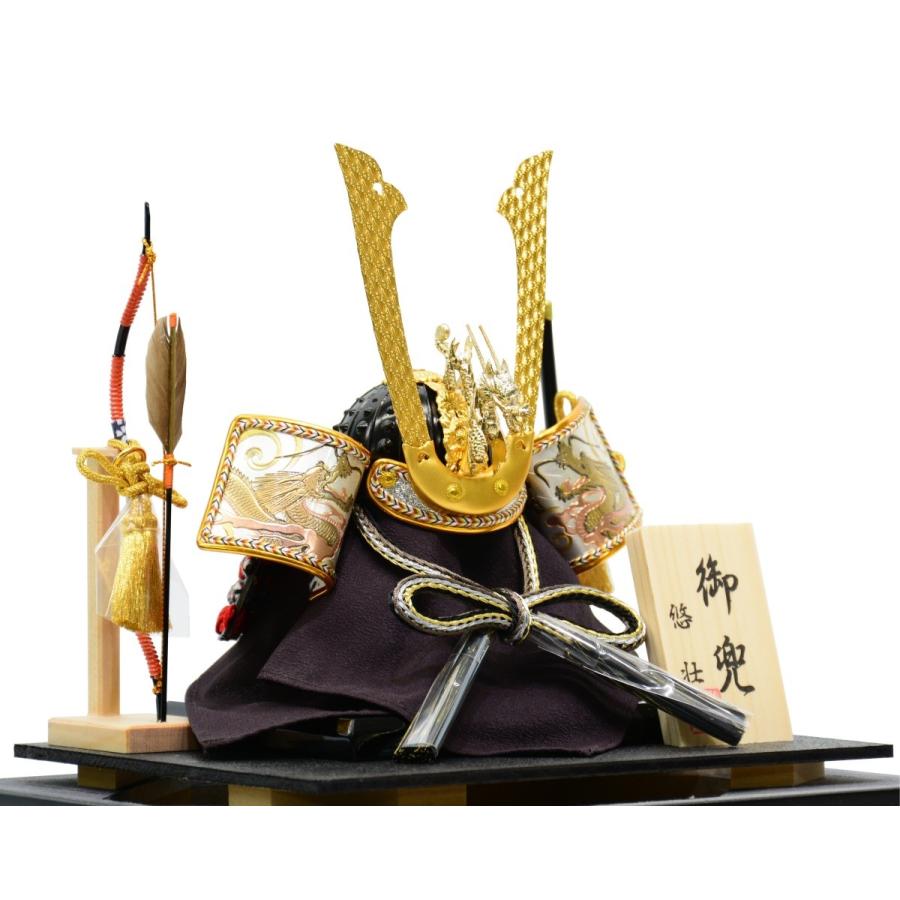 兜飾り】五月人形 長鍬兜 5号 彫金龍吹返 弓太刀付 コンパクトケース