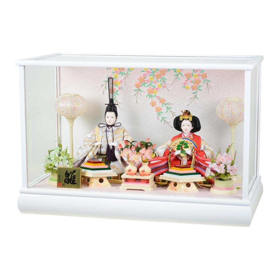 雛人形 親王飾り 金襴 ケース飾り No.781 幅55cm 白 JS06322