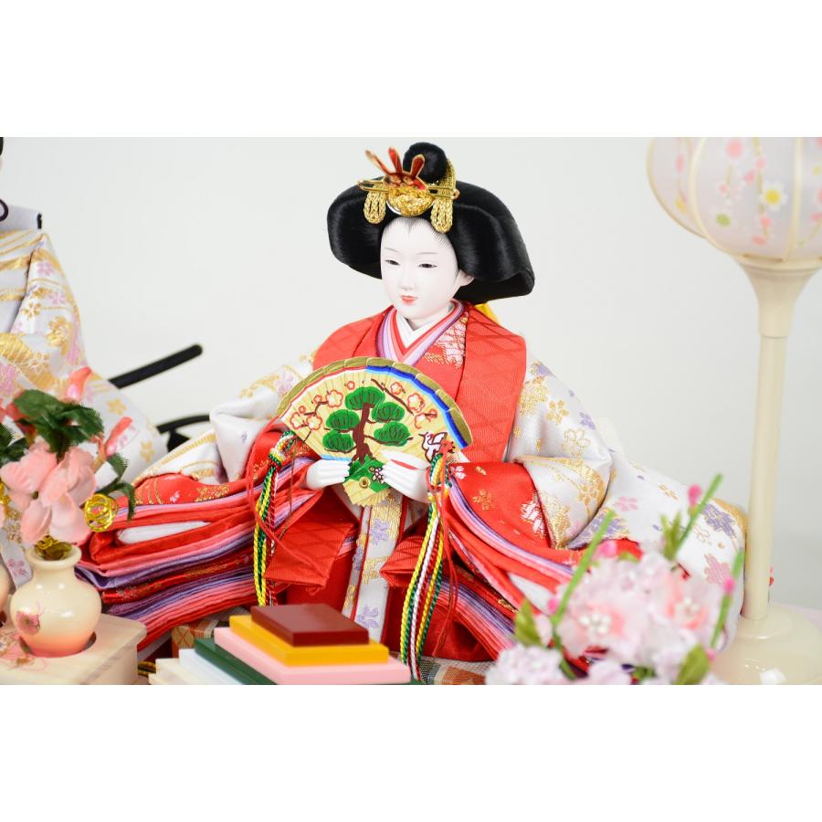 雛人形 親王飾り 金襴 ケース飾り No.781 幅55cm 白 JS06322