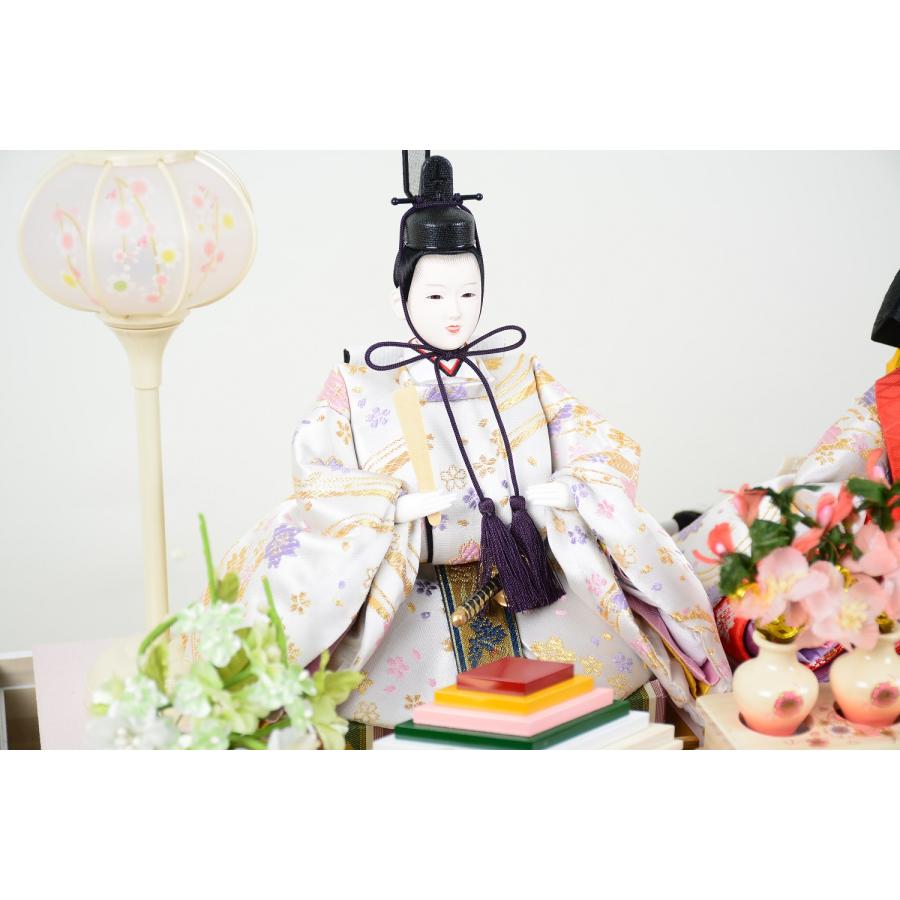 雛人形 親王飾り 金襴 ケース飾り No.781 幅55cm 白 JS06322