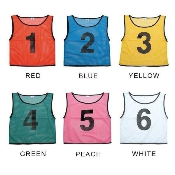 両面ナンバー入りビブス 10枚 セット キッズ ジュニア 子供 子ども サッカー バスケ 男の子 女の子 100 110 120 130 140 150 赤/青/黄 4506 [AT] |  | 01