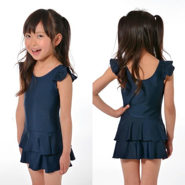 スクール水着子供女子 スクール水着女子 スクール水着女子中学 フリルチュニックタイプ ワンピース 110 1 130 140 150 160 170 紺 ネイビー Ct 06 Rush 通販 Yahoo ショッピング