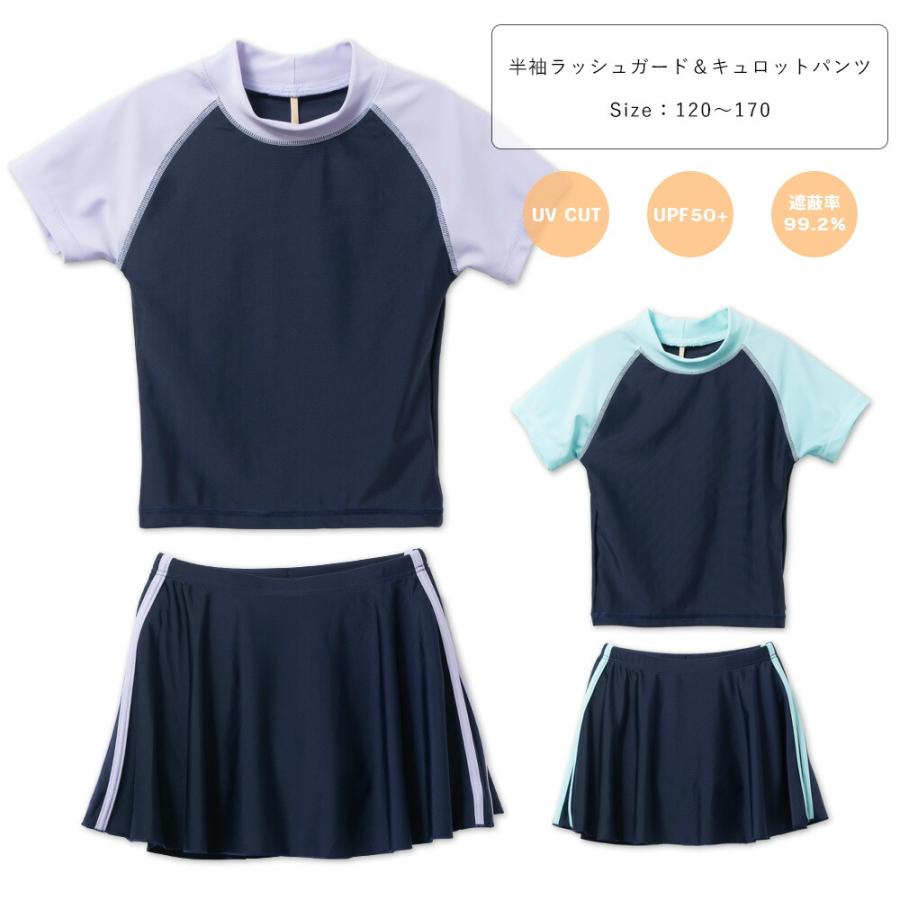 スクール水着 女子 セパレート UVカット 半袖 ラッシュガード
