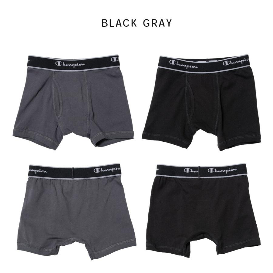Champion 抗菌防臭 コットン ストレッチ ボクサーパンツ 2P 2枚組 前開き 下着 キッズ ジュニア 男の子 130 140 150 160 グレー/紺/黒 cb6et701 [BB-22] | Champion | 07