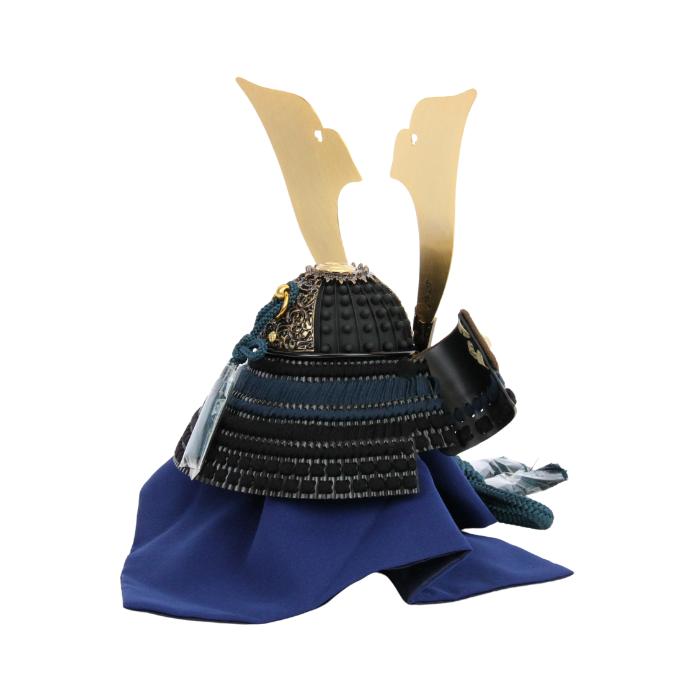 久月 五月人形 兜飾り 國士 鈴木利光作 國士之兜飾り 19355 5GR-K24-Z コンパクト おしゃれ モダン 家紋 木目 青 蒼 藍 LED 和モダン モダン_3