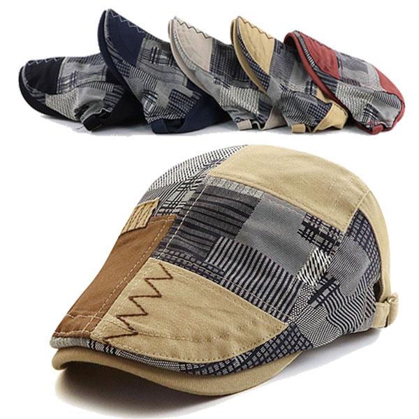 パッチワーク風 ハンチング 帽子 キャップ カラフル チェック柄 ヴィンテージ コットンキャップ メンズ レディース HUNTING CAP 7144 | 