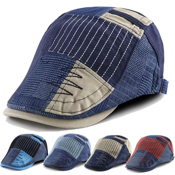 パッチワーク風 デニムパッチワーク マルチカラー ハンチング 帽子 キャップ カラフル ヴィンテージ コットンキャップ メンズ レディース HUNTING CAP 7145 | 