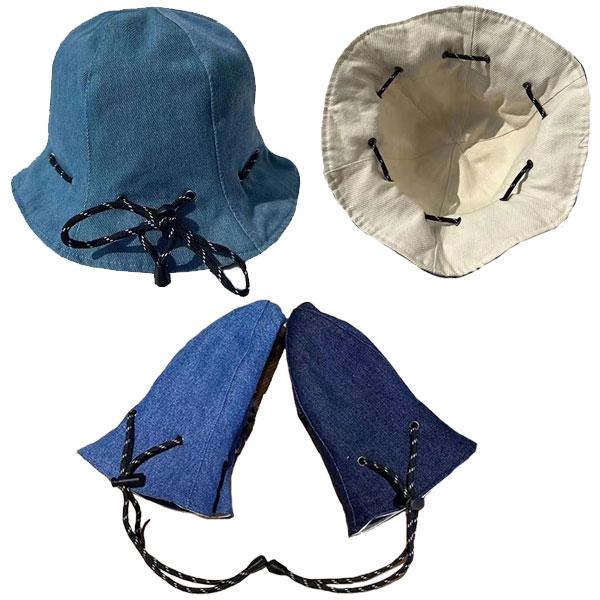 チューリップハット 帽子 デニム バケットハット リバーシブル