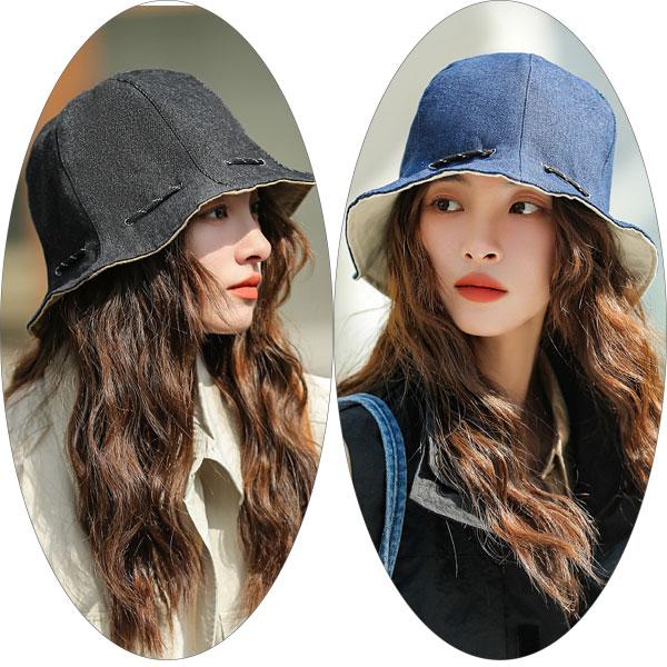 チューリップハット 帽子 デニム バケットハット リバーシブル