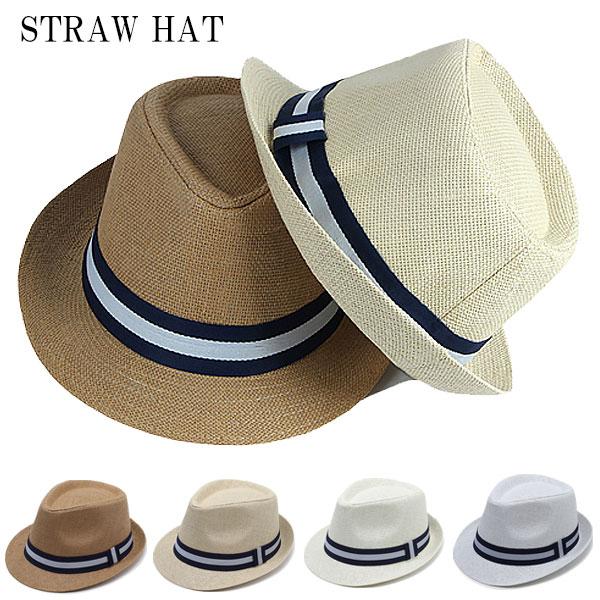 マリン風 麦わら帽子 中折れ ハット ストローハット リボン 帽子 日除け 紫外線対策 メンズ レディース 春 夏 STRAW HAT 6517 | 