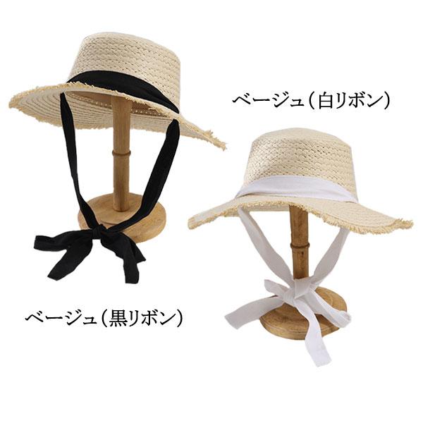 KIKONO ベージュ 麦わら帽子 黒リボン KIKONO ベージュ 麦わら帽子 黒リボン ベージュ 麦わら帽子 M