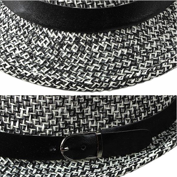 中折れハット ストロー 麦わら帽子 パナマ帽 ツートーン ベルト付きハット UVカット 日除け 帽子 男女兼用 春 夏 HAT 6518 |  | 06