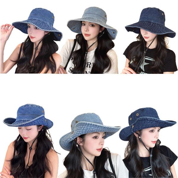 デニム サファリハット 帽子 つば広 テンガロンハット