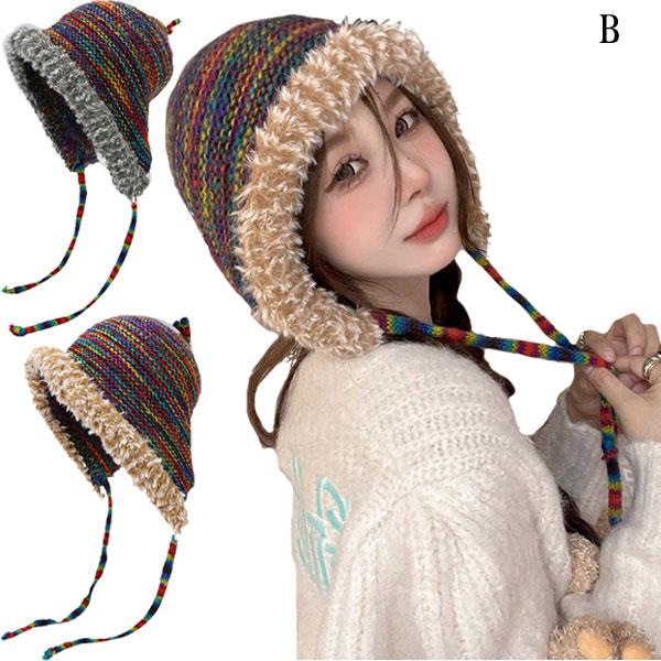 紐付き ニット帽 あご紐 ニットキャップ レディース アウトドア 暖かい 小顔 深め 防寒 保温 秋冬 防風 CAP 4970 |  | 12