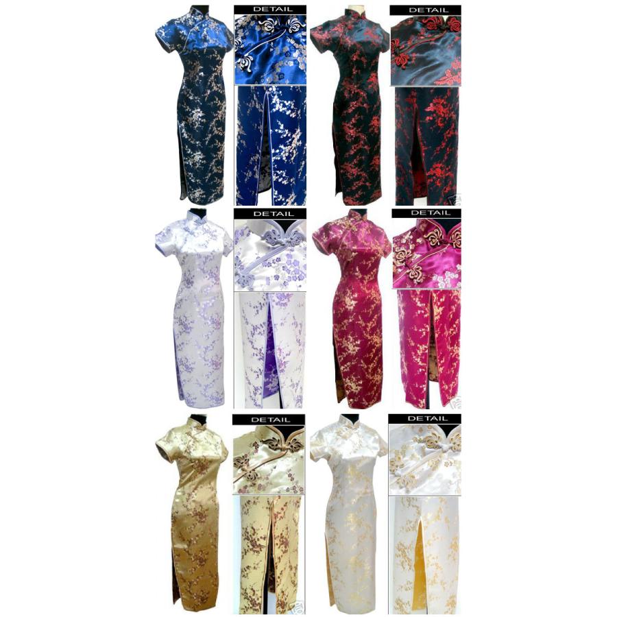 チャイナドレス ロング パーティードレス ロングドレス チャイナ服 大きいサイズ 半袖 梅柄 花柄 刺繍 ロング丈 コスプレ 衣装 セクシー China Dress 1007 |  | 11