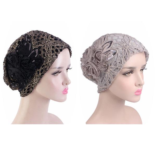 レースキャップ 花モチーフ 帽子 医療用 外出用 スパンコール 医療用帽子 婦人帽 ルームキャップ ヘアキャップ ケア帽子 CAP 1003 |  | 07