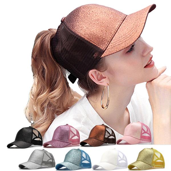 キャップ 帽子 メッシュ ベースボールキャップ グリッター ラメ メタリック 海外風 ポニーテール レディース 春 夏 秋 CAP 5004 | 
