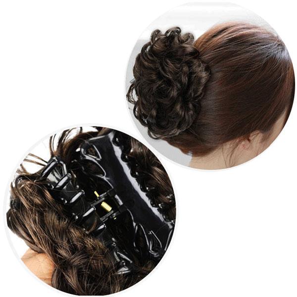 お団子ヘア バンスクリップ おだんご ポイントウィッグ ふんわり カール エクステ 部分ウィッグ かつら つけ毛 アップヘア カツラ WIG BUN 007 |  | 07